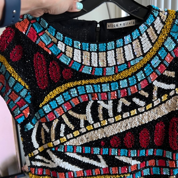 Kelli Sequin Embellished Short-Sleeve Crop Top